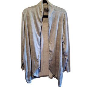 Muk Luks Womens Open Front Cardigan 1X Gray Polyester & Spandex